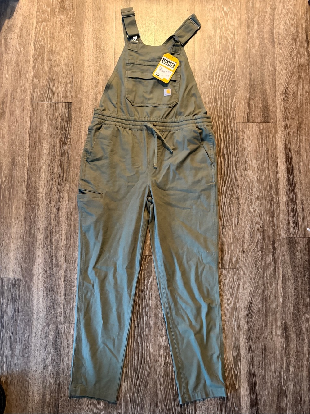 Carhartt Women's Olive Utility Bib Jumpsuit with Drawstring Waist